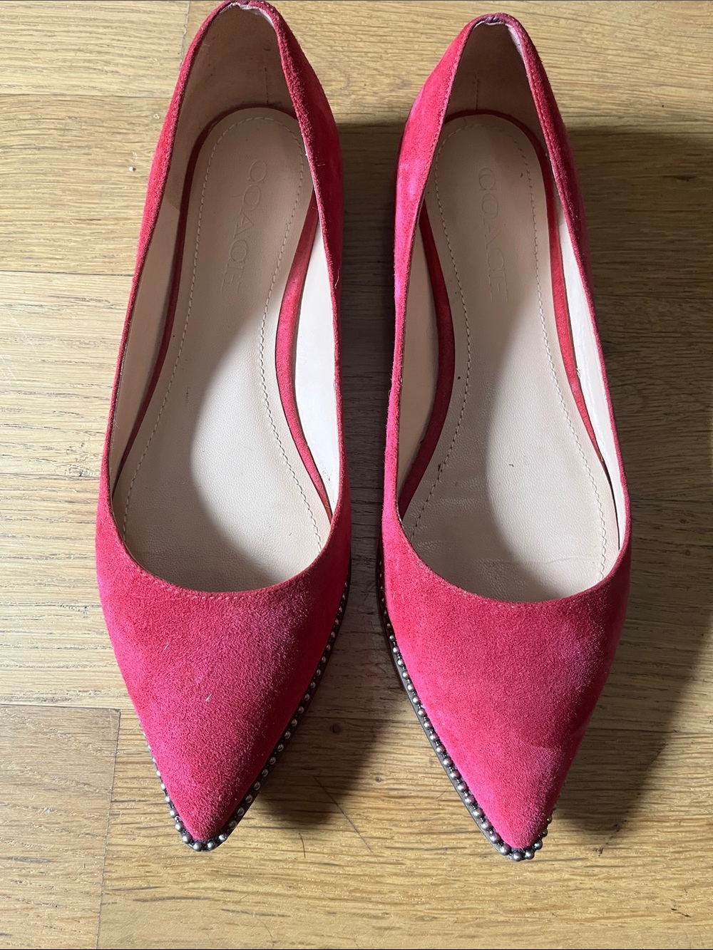 Coach Suede Viviana Bead Chain Flats